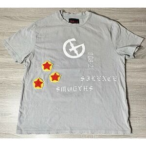 GALA Embroidered T-Shirt Men 3XL Gray Crew Distressed Short Sleeve Cotton Tshirt